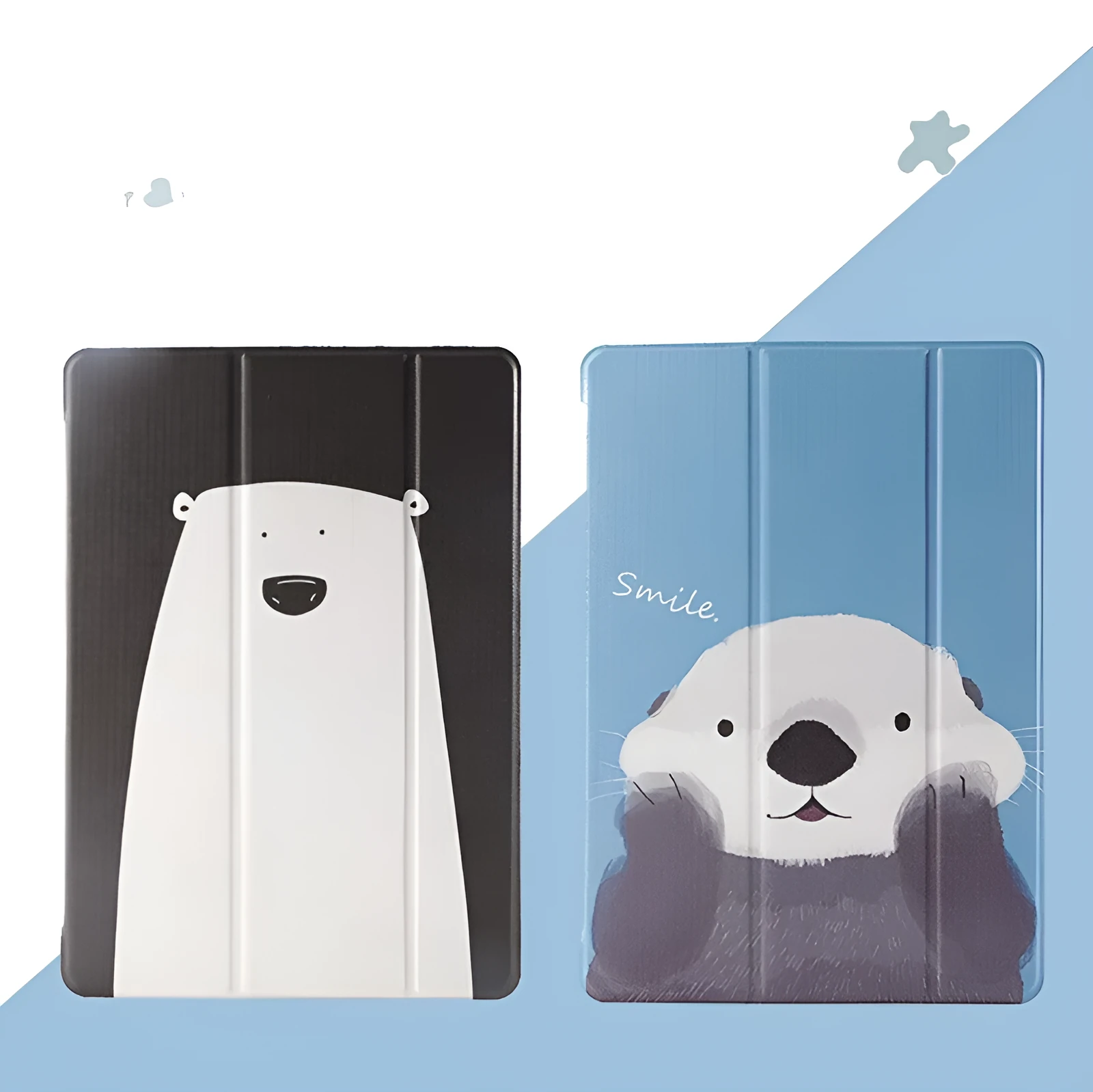 Black imitation leather iPad case compatible with iPad 2/3/4, Air 1/2, Mini, 2017/2018 models with super hole design