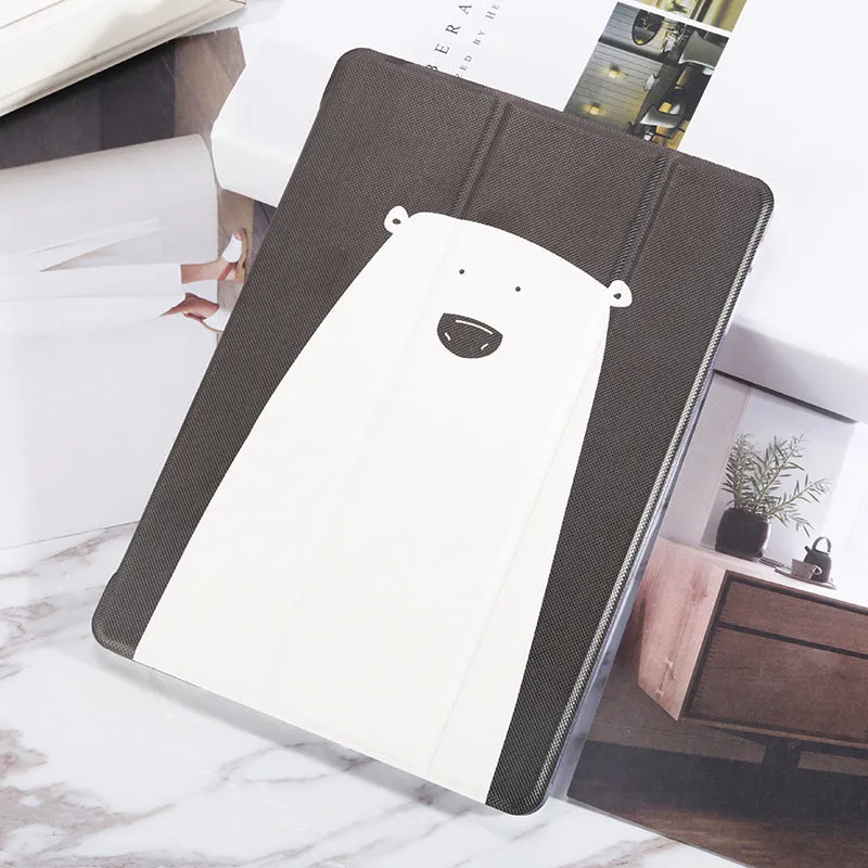 Black imitation leather iPad case compatible with iPad 2/3/4, Air 1/2, Mini, 2017/2018 models with super hole design