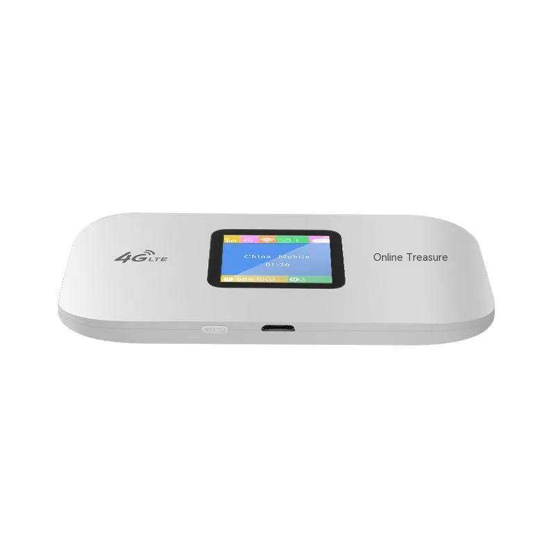 Beige 4G portable Wi-Fi router with SIM slot, measuring 100x63.5x146mm, on a white background