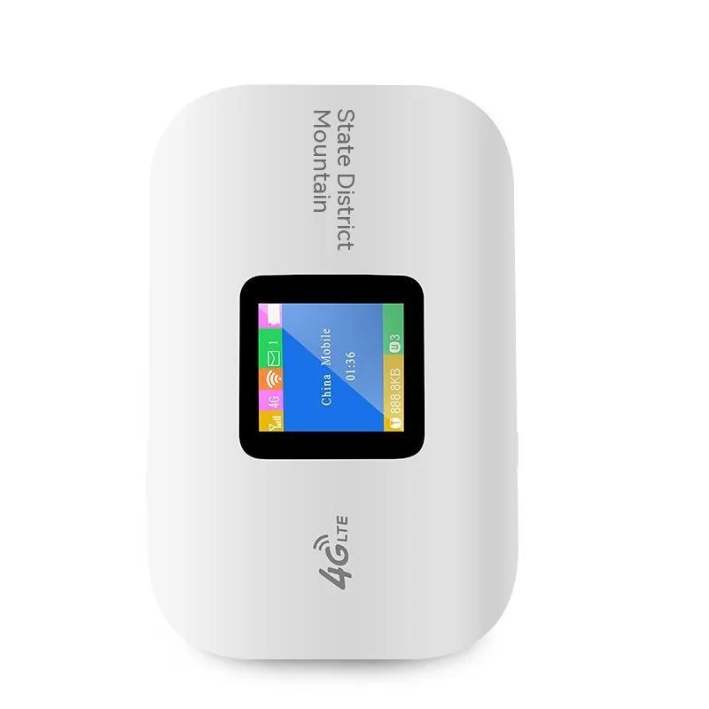 Beige 4G portable Wi-Fi router with SIM slot, measuring 100x63.5x146mm, on a white background