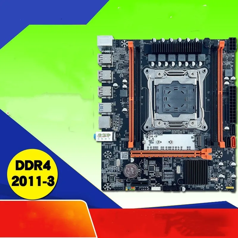 X99 M-ATX motherboard with LGA2011-3 socket, DDR4 support, and M.2 NVMe SATA interface