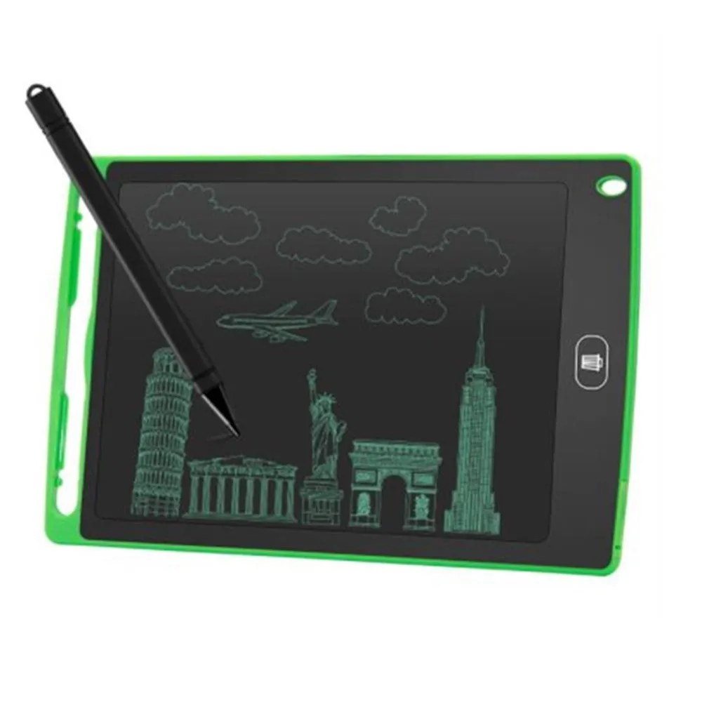 8.5 inch LCD electronic drawing board writing tablet in blue with pen, one-button lock and clear screen functions