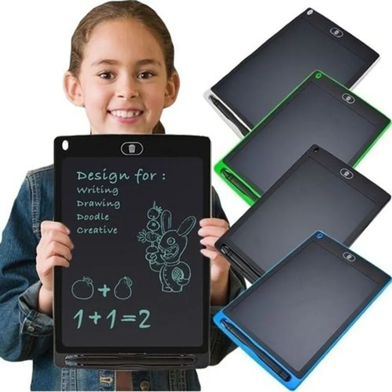 8.5 inch LCD electronic drawing board writing tablet in blue with pen, one-button lock and clear screen functions