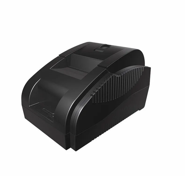 Bluetooth thermal receipt printer for takeaway orders, 58mm paper roll loaded, USB cable attached