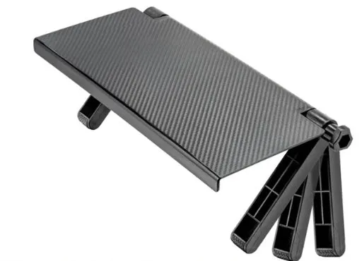 Adjustable black screen top shelf compatible with Apple TV and Roku, 13-inch size, on a computer monitor