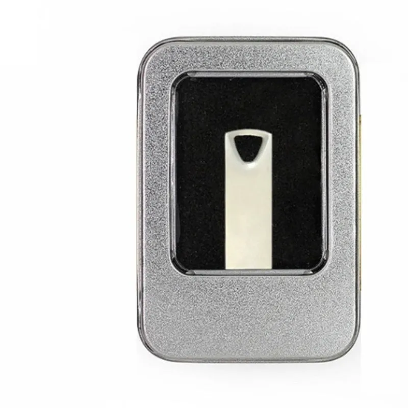 32GB USB 2.0 silver metal flash drive with necklace design and write protection switch