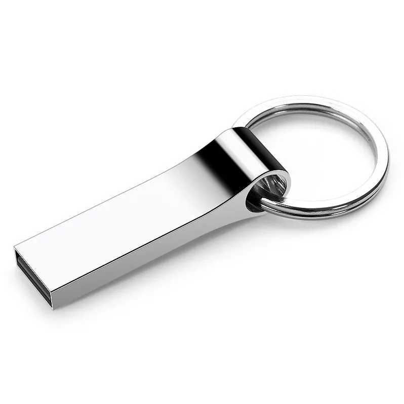 32GB USB 2.0 silver metal flash drive with necklace design and write protection switch