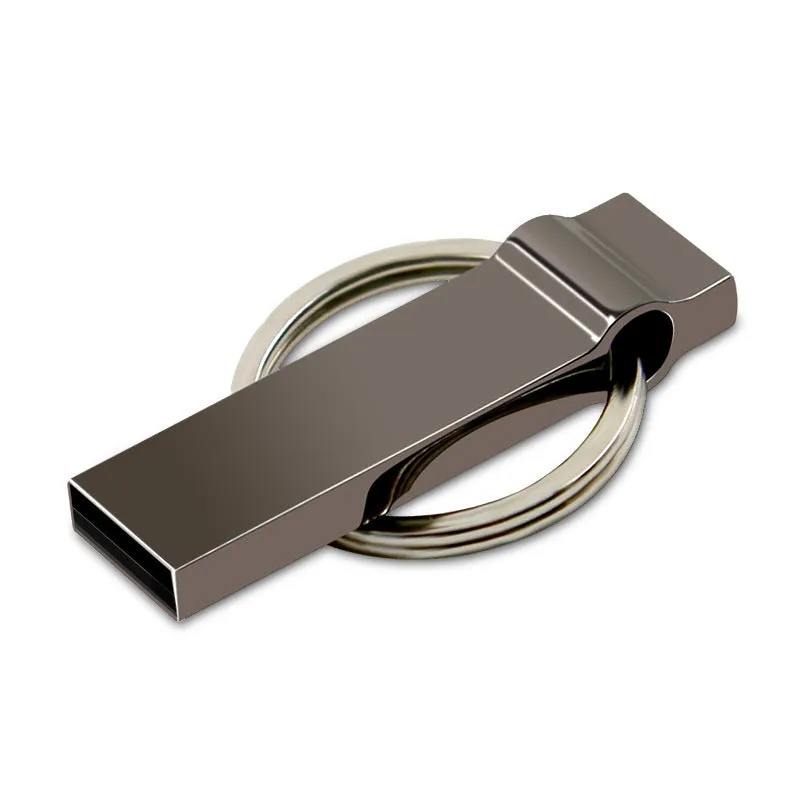 32GB USB 2.0 silver metal flash drive with necklace design and write protection switch
