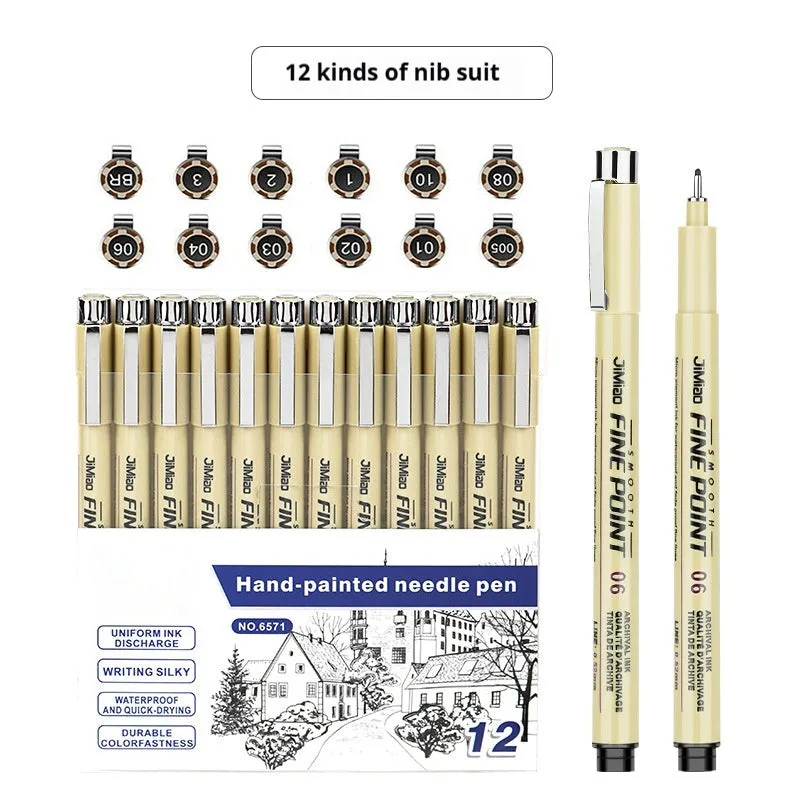 Waterproof needle pen with cartoon syringe design for drawing and writing
