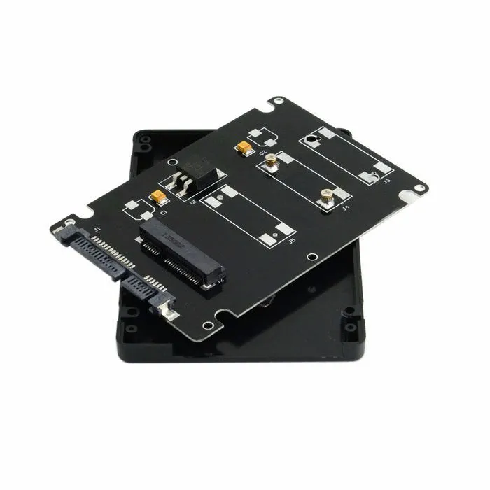 Black mSATA to SATA transfer box enclosure with 7mm thickness for notebook use