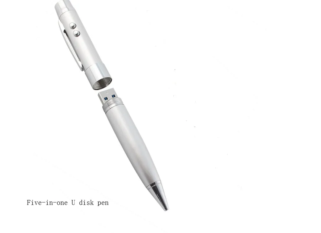 Multi-function USB pen with metal shell and laser pointer, black colour, USB 2.0 connector