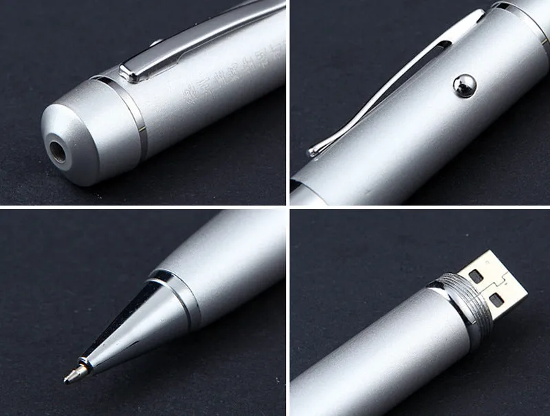 Multi-function USB pen with metal shell and laser pointer, black colour, USB 2.0 connector