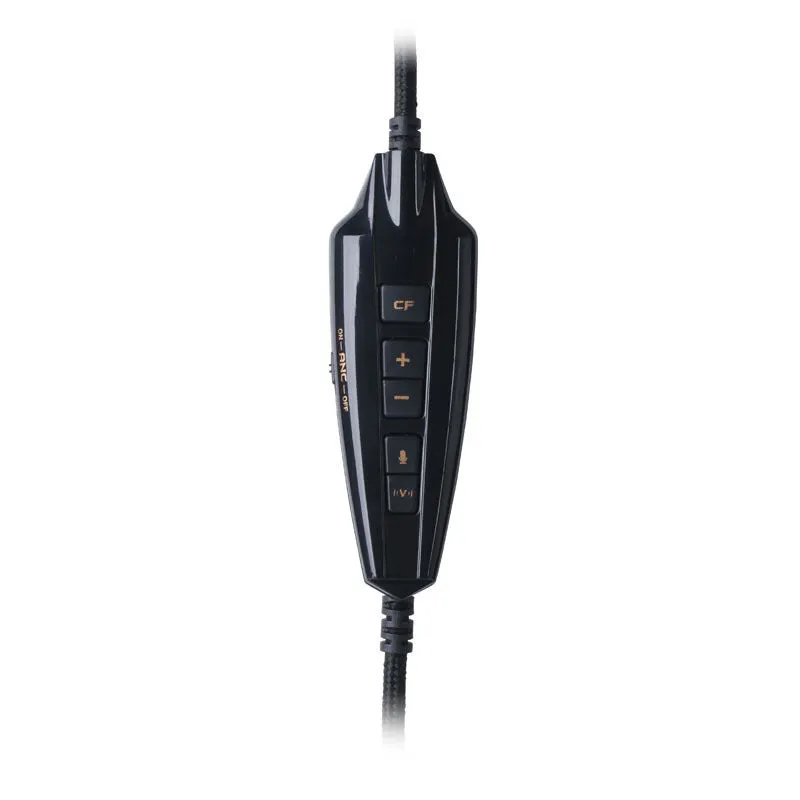 Black noise-cancelling USB wired over-ear headset for PC with microphone and 2.2m cable