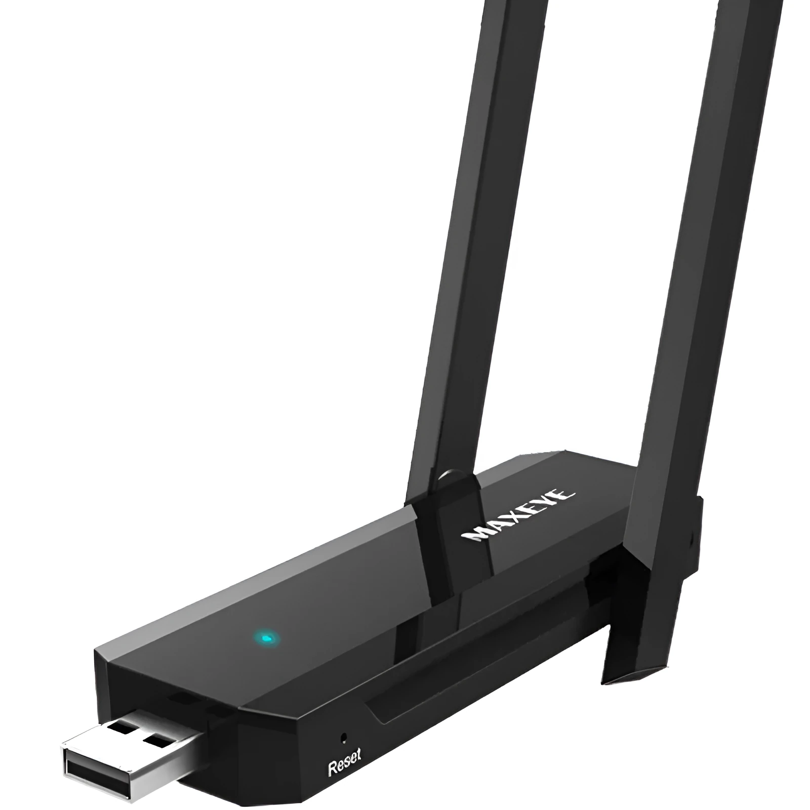 Black wireless signal amplifier 300Mbps MTK chip with hidden heat sinks on left side