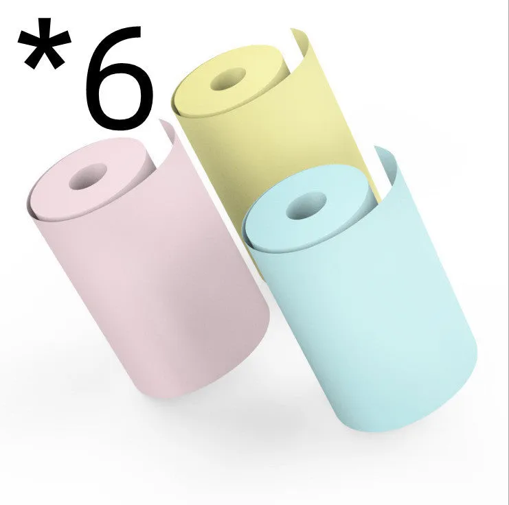 Bluetooth mobile photo mini thermal printer in pink, blue, black with USB interface and paper rolls