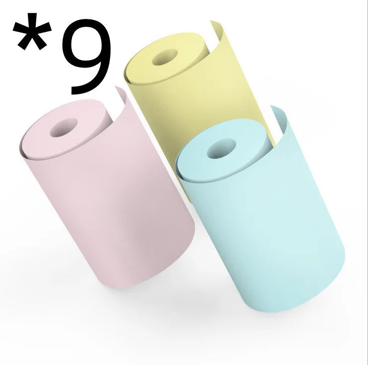 Bluetooth mobile photo mini thermal printer in pink, blue, black with USB interface and paper rolls