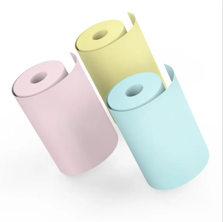 Bluetooth mobile photo mini thermal printer in pink, blue, black with USB interface and paper rolls