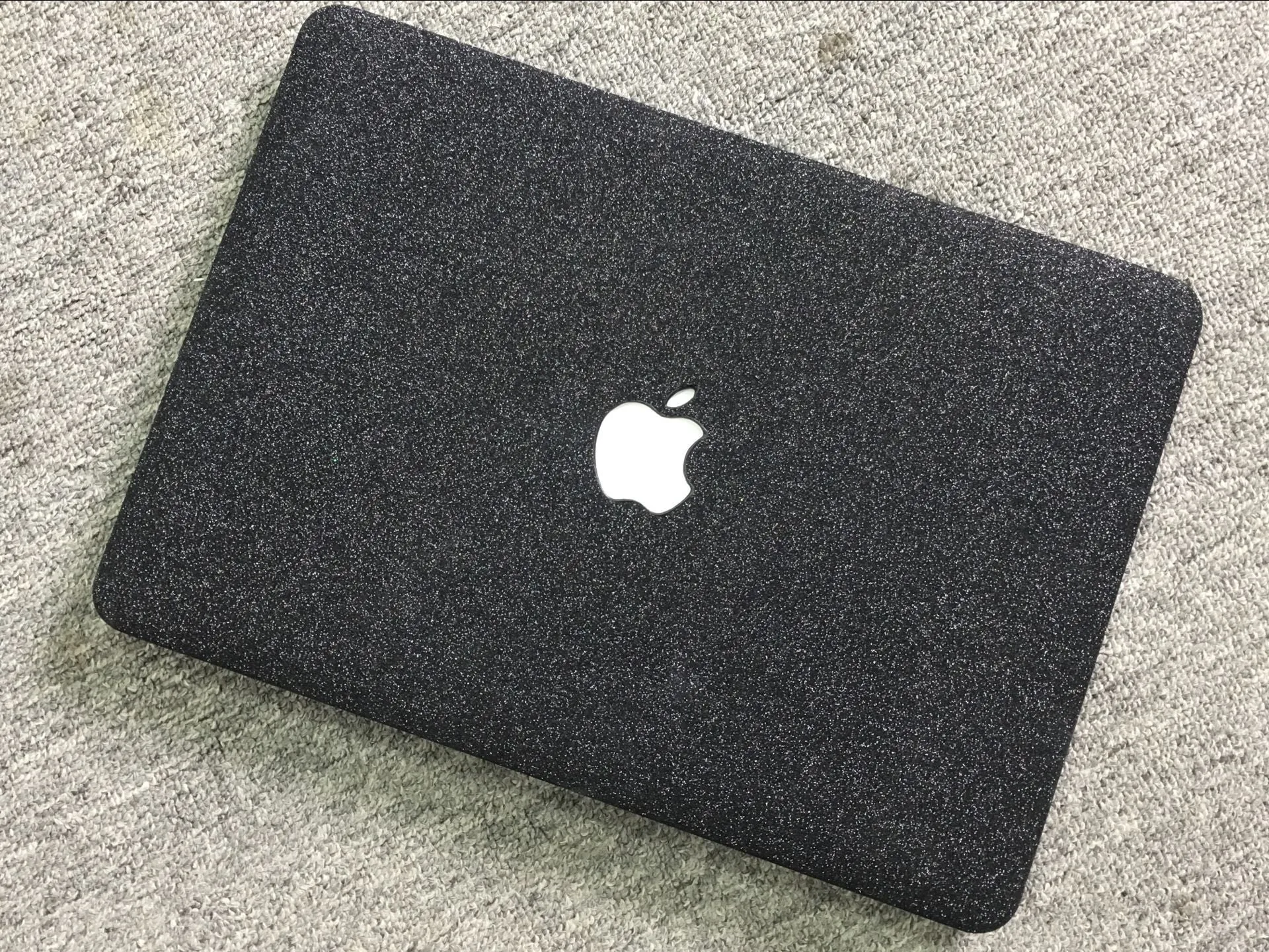 MacBook flash powder protective case with PC and imitation leather finish, Rose Gold colour, Plane style