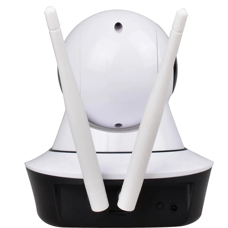White plastic wireless indoor dome camera with 1080P HD lens on ceiling mount