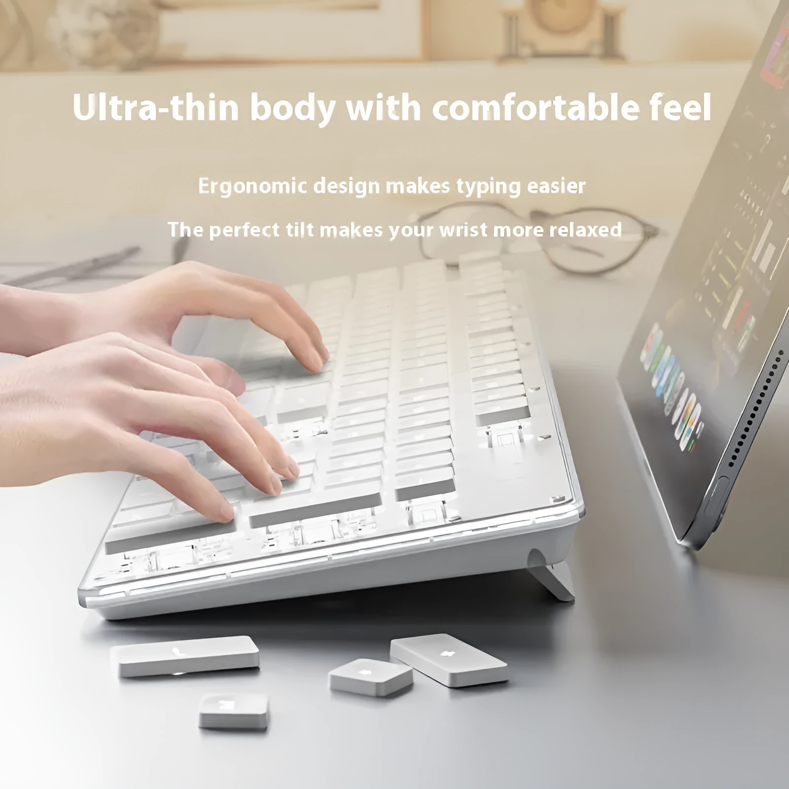 Button mute wired mechanical keyboard with USB cable in Metal Black blue backlight colour option.