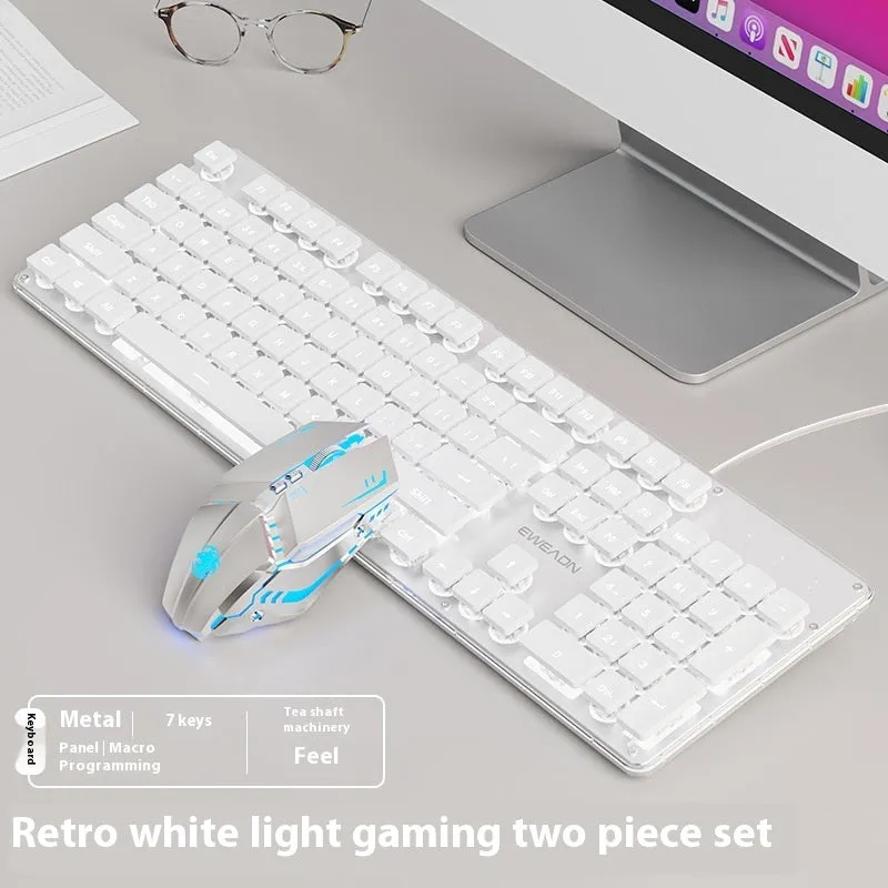 Button mute wired mechanical keyboard with USB cable in Metal Black blue backlight colour option.