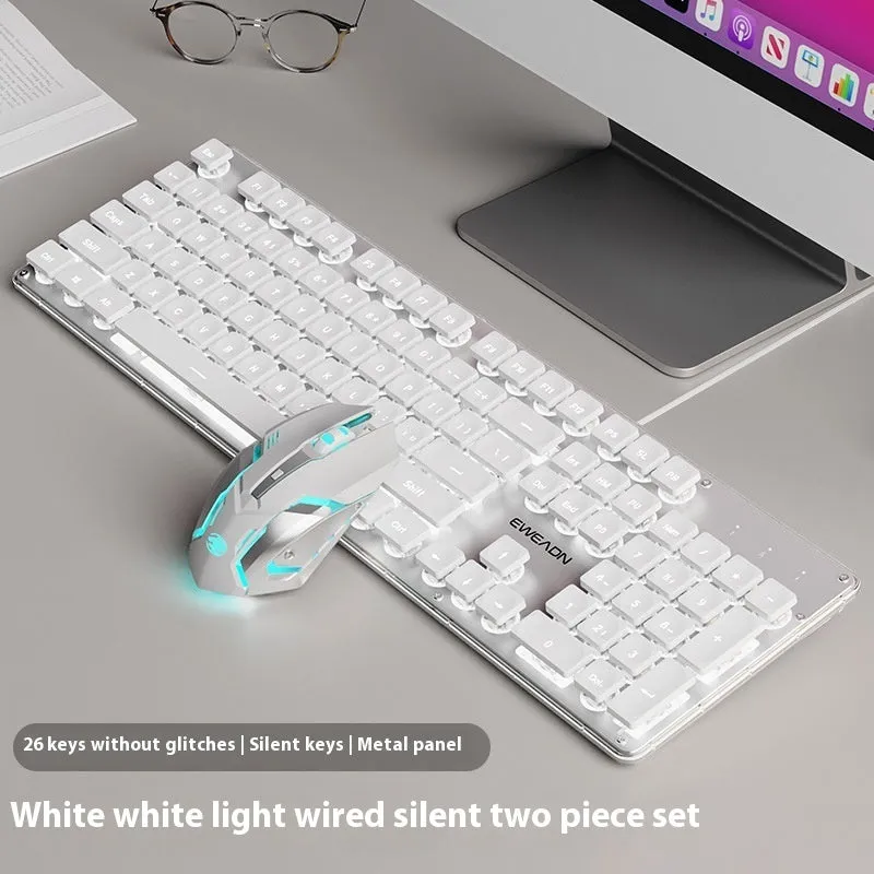 Button mute wired mechanical keyboard with USB cable in Metal Black blue backlight colour option.