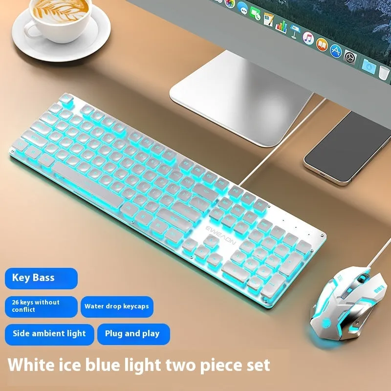 Button mute wired mechanical keyboard with USB cable in Metal Black blue backlight colour option.