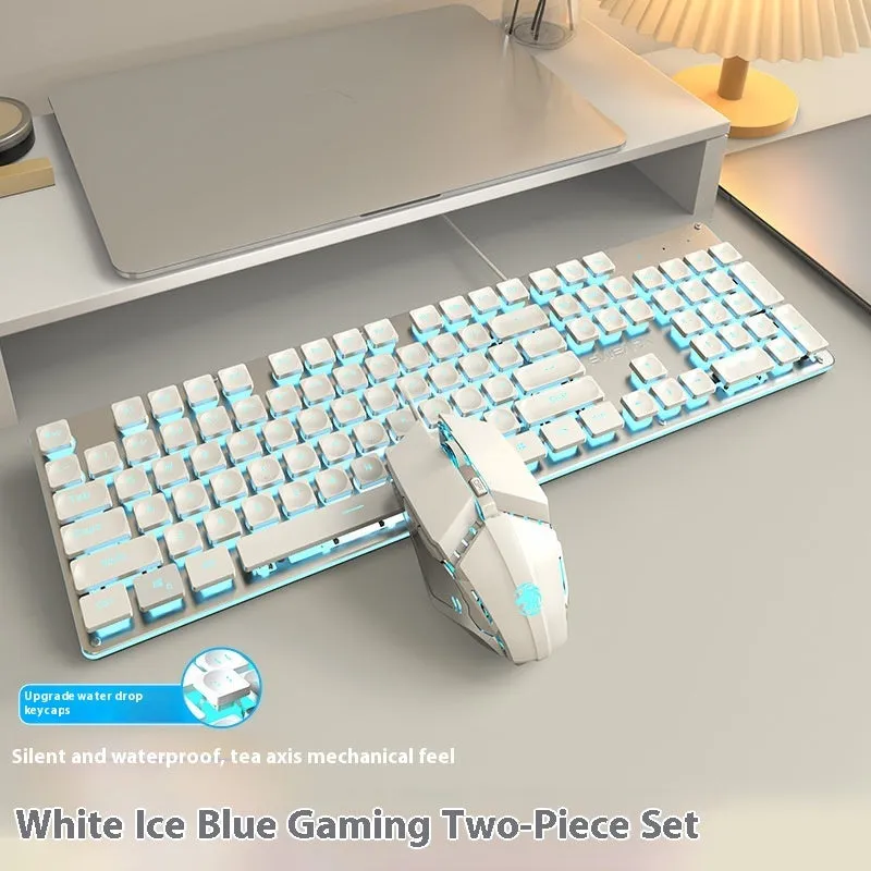 Button mute wired mechanical keyboard with USB cable in Metal Black blue backlight colour option.