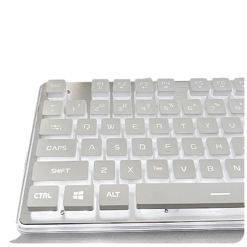 Button mute wired mechanical keyboard with USB cable in Metal Black blue backlight colour option.
