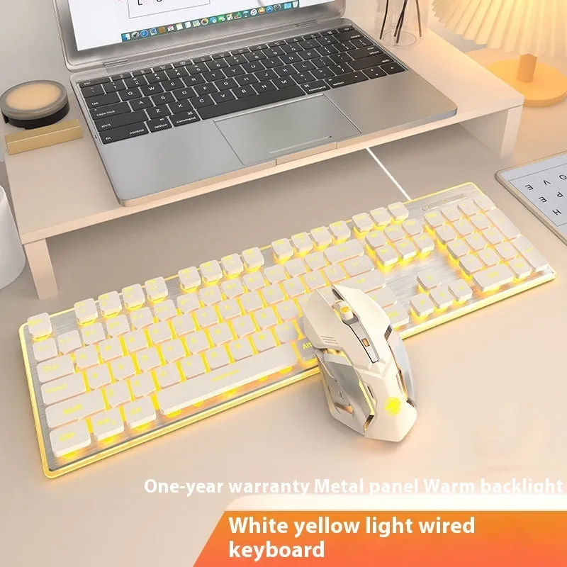 Button mute wired mechanical keyboard with USB cable in Metal Black blue backlight colour option.