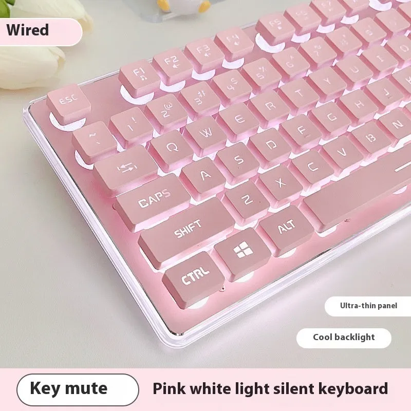 Button mute wired mechanical keyboard with USB cable in Metal Black blue backlight colour option.