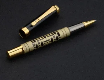 Metal luxury fountain pen with iridium nib, rotating ink-sucking system, 0.7mm big tip, black colour