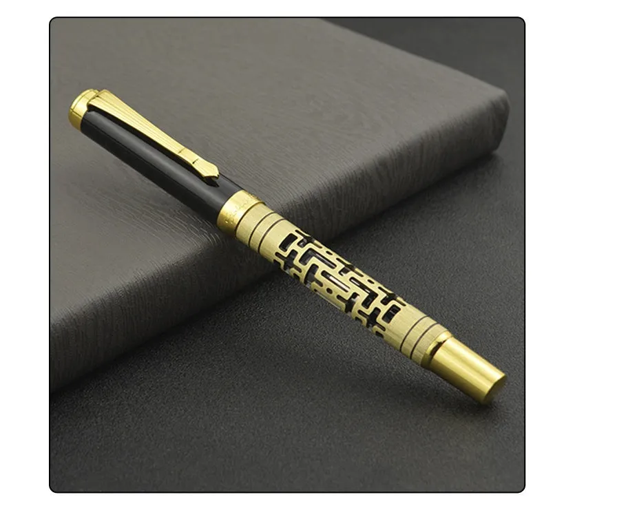 Metal luxury fountain pen with iridium nib, rotating ink-sucking system, 0.7mm big tip, black colour