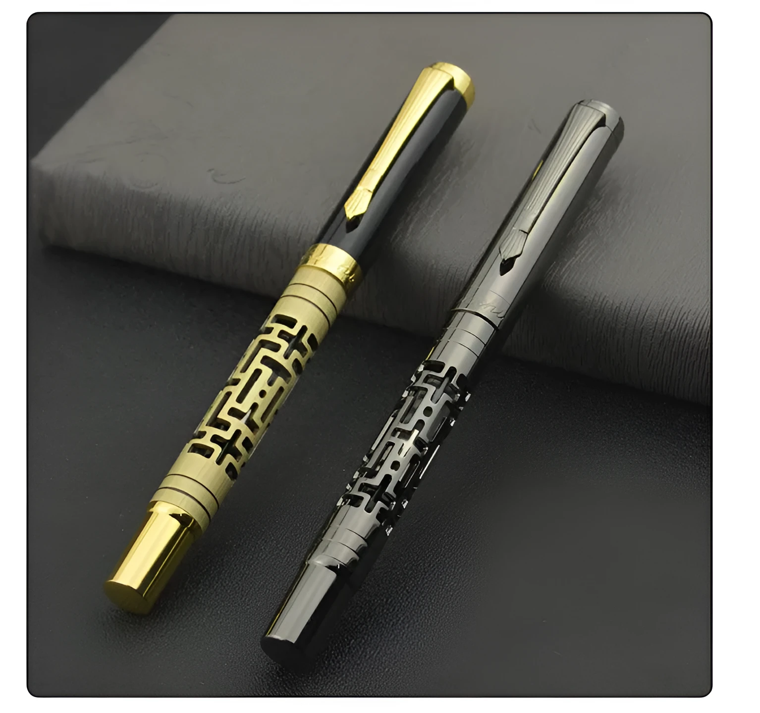 Metal luxury fountain pen with iridium nib, rotating ink-sucking system, 0.7mm big tip, black colour