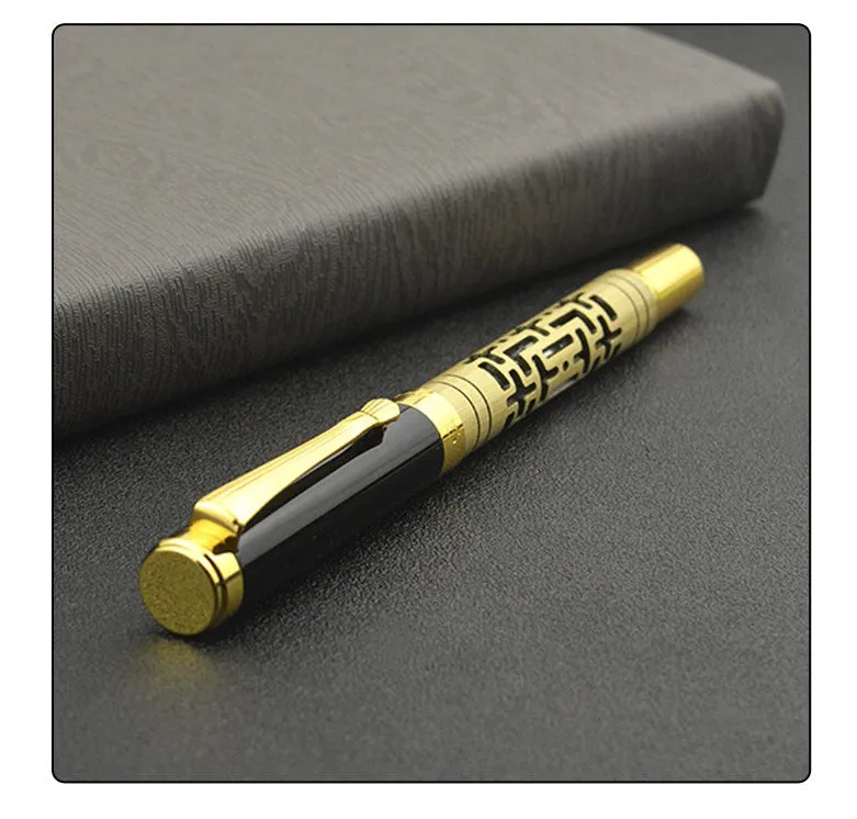 Metal luxury fountain pen with iridium nib, rotating ink-sucking system, 0.7mm big tip, black colour