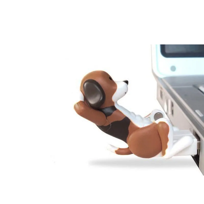 Brown USB powered cartoon dog toy measuring 60x30x60mm on a desk