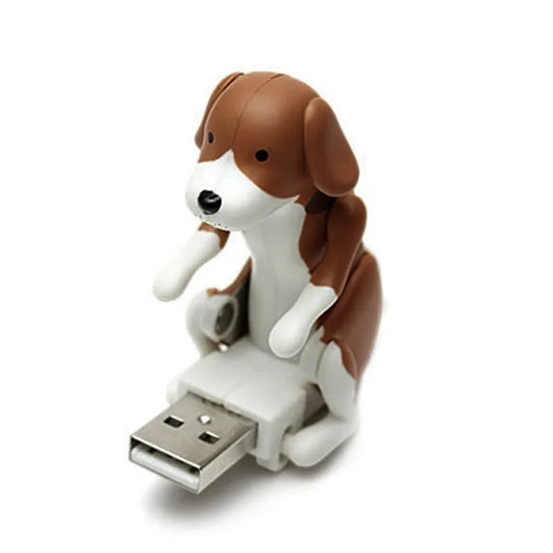 Brown USB powered cartoon dog toy measuring 60x30x60mm on a desk