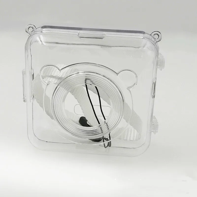 Portable mini thermal label printer in white, 7.9 x 7.9 x 4.2cm, with rechargeable battery and thermal paper roll