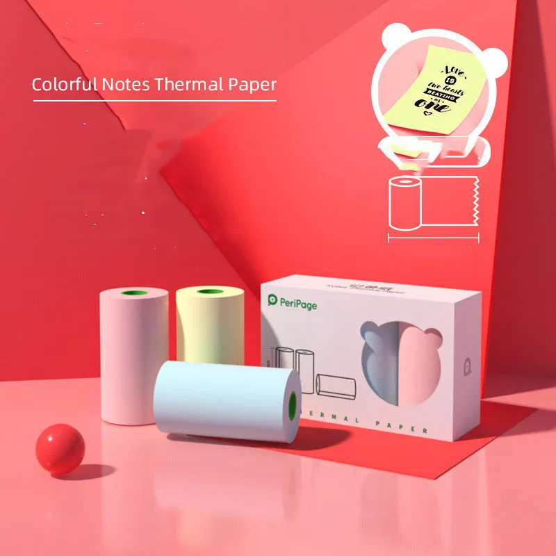 Portable mini thermal label printer in white, 7.9 x 7.9 x 4.2cm, with rechargeable battery and thermal paper roll
