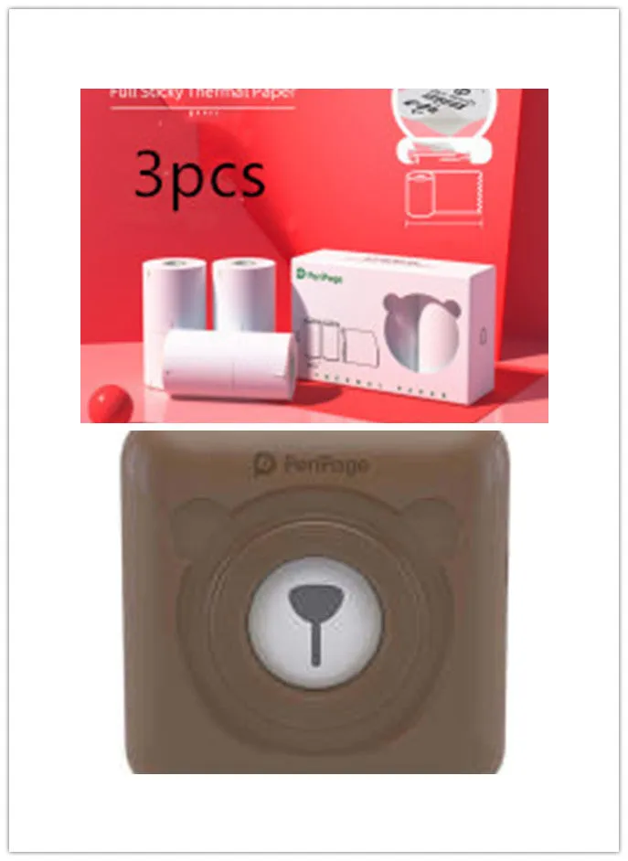 Portable mini thermal label printer in white, 7.9 x 7.9 x 4.2cm, with rechargeable battery and thermal paper roll