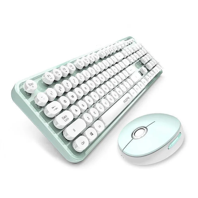 Wireless keyboard and mouse set in Sweet lipstick mixed colour with full-size layout and USB receiver