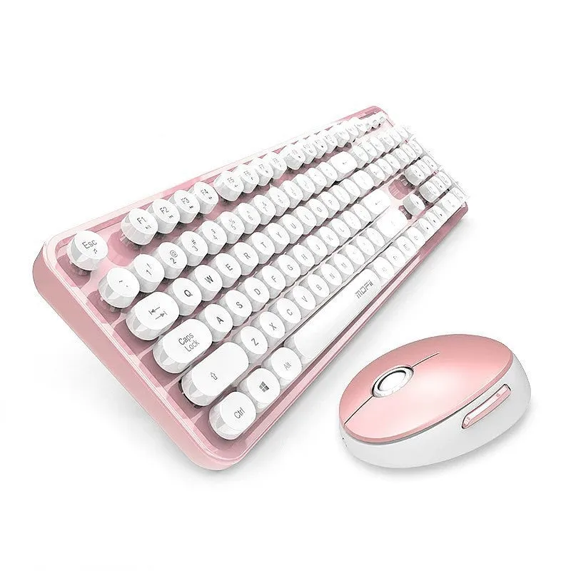 Wireless keyboard and mouse set in Sweet lipstick mixed colour with full-size layout and USB receiver