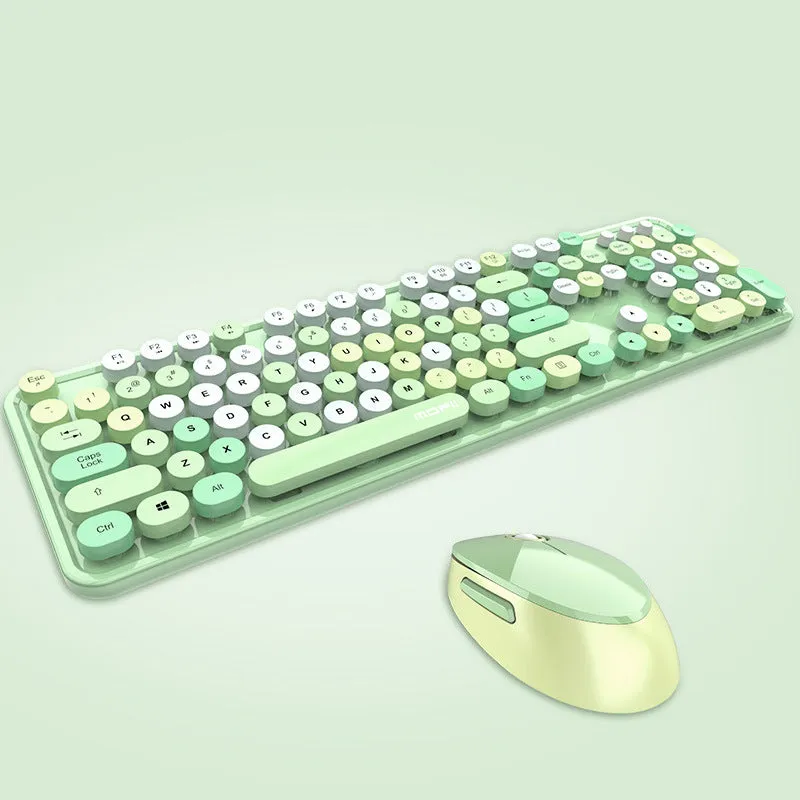 Wireless keyboard and mouse set in Sweet lipstick mixed colour with full-size layout and USB receiver