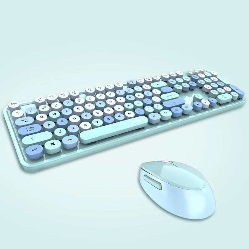 Wireless keyboard and mouse set in Sweet lipstick mixed colour with full-size layout and USB receiver