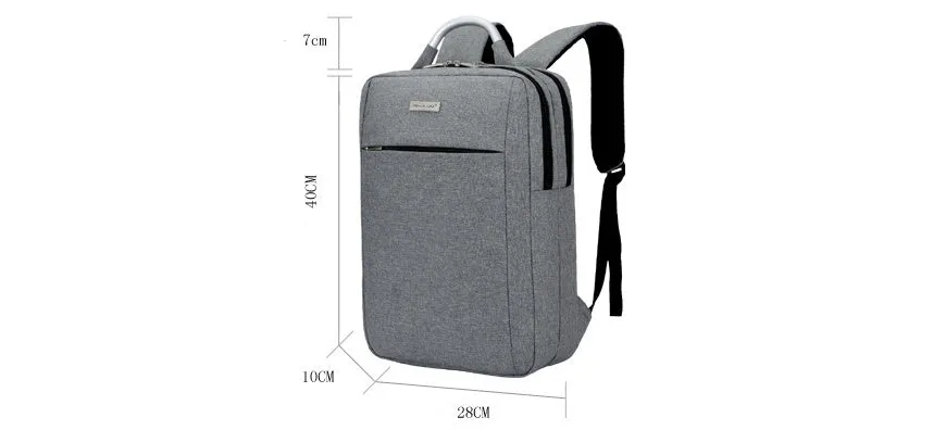 Waterproof casual business laptop bag with multiple compartments in black colour