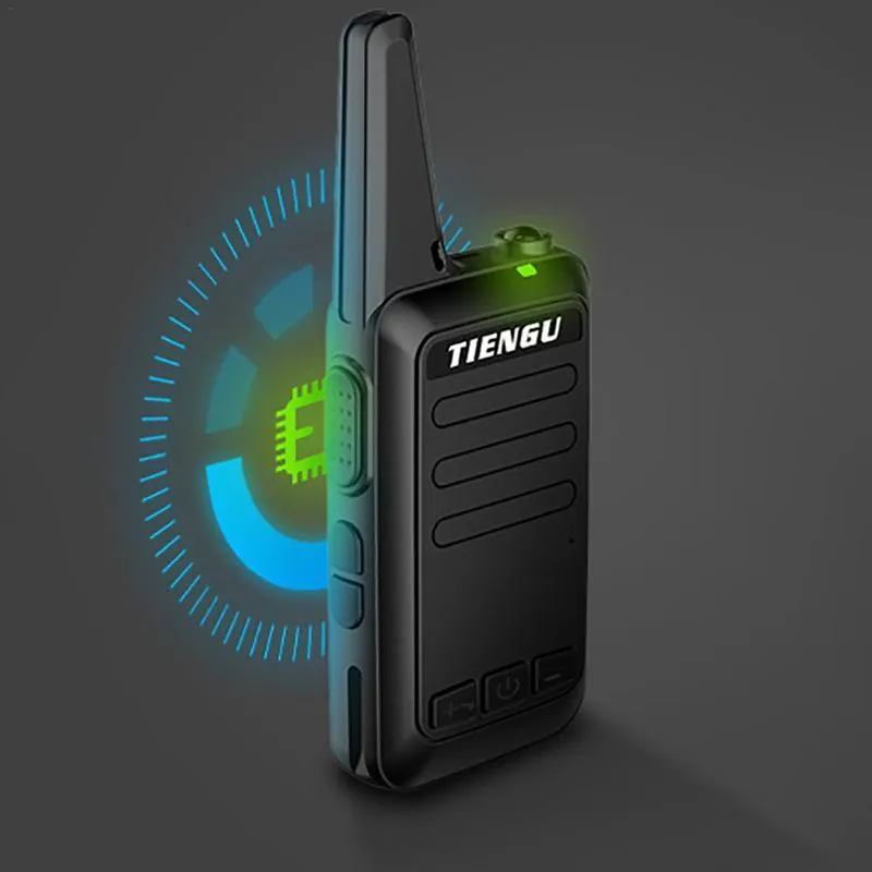 TIENGU black wireless handheld radio intercom with LED flashlight and portable back clip