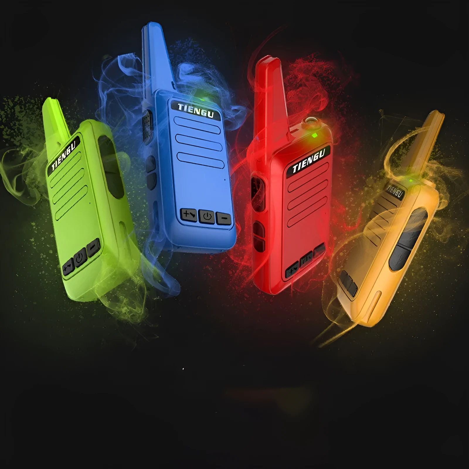 TIENGU black wireless handheld radio intercom with LED flashlight and portable back clip