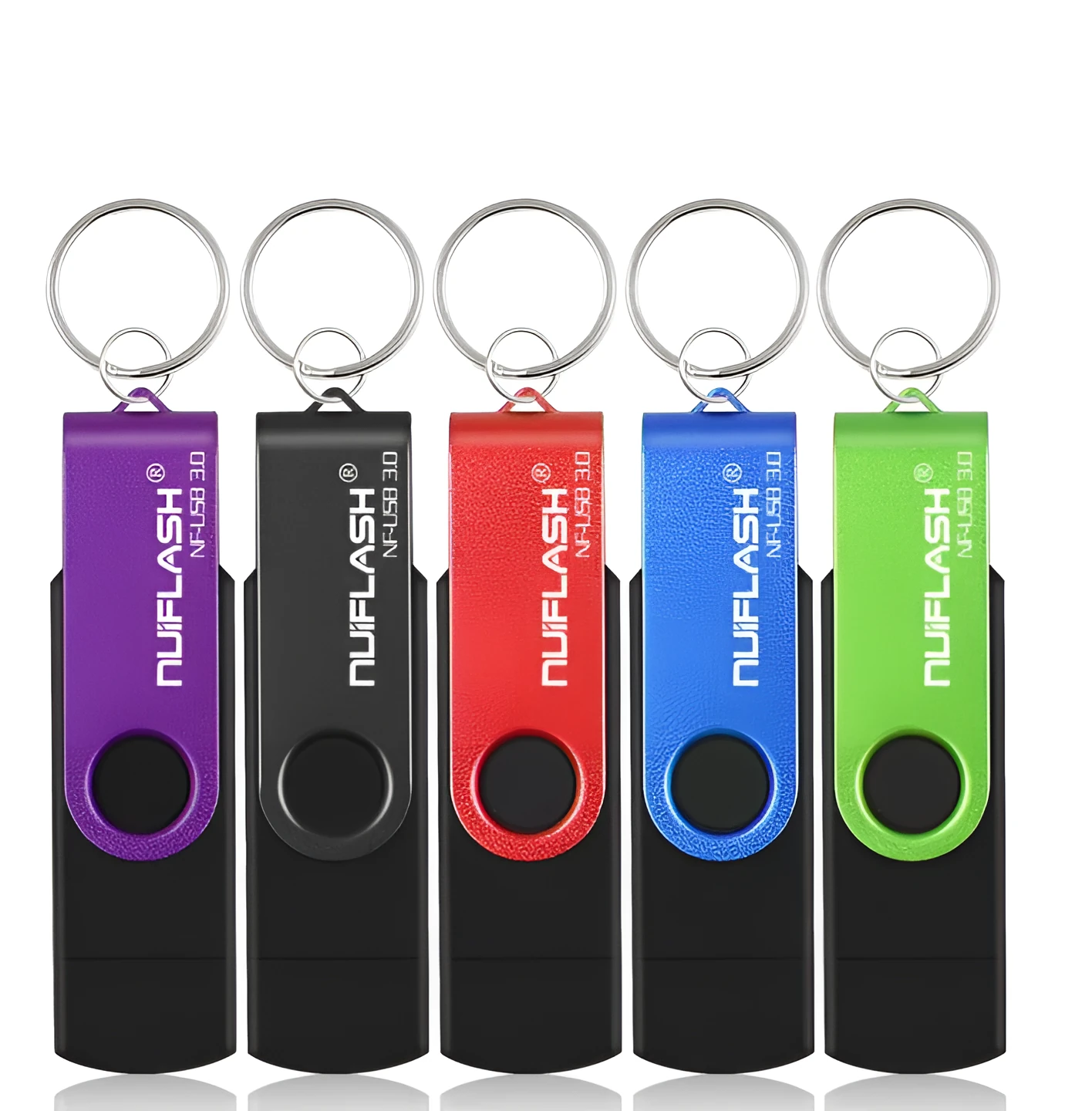 OTG 64GB USB 3.0 flash drive in yellow with rod shape and black cap for data storage and transfer