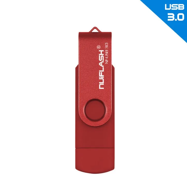 OTG 64GB USB 3.0 flash drive in yellow with rod shape and black cap for data storage and transfer