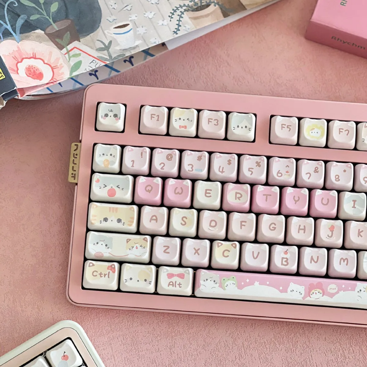 Meow Meow Team Height mechanical keyboard key cap set with 141 pieces and five-sided sublimation printing